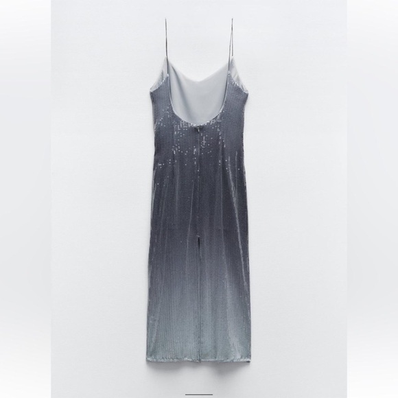 ZARA ~ Women's Blue and Silver Dress - Picture 4 of 16
